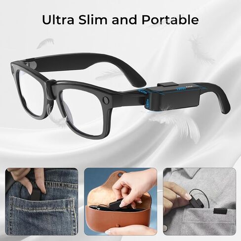 شاحن متوافق مع نظارات Ray-Ban Meta Gen2 الذكية Skyler Headliner Wayfarer Oakley HSTN يطيل وقت الاستخدام بمقدار 1.3 مرة، شحن بتصميم مشبك خفيف الوزن للغاية in Kuwait