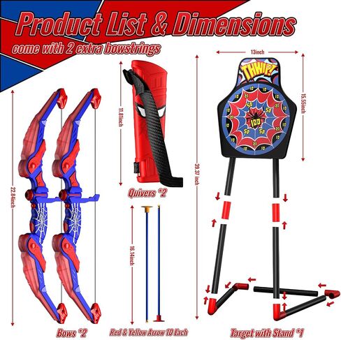 مجموعة القوس والسهم للأطفال ، LED Light Up Kids Archery مجموعة مع جاذبية وهدف ويب ، 10 أسهم كأس الشفط و 3 علب مستهدفة أخرى ، ألعاب هدايا عيد ميلاد لـ 3 4 5 6 7 in Kuwait