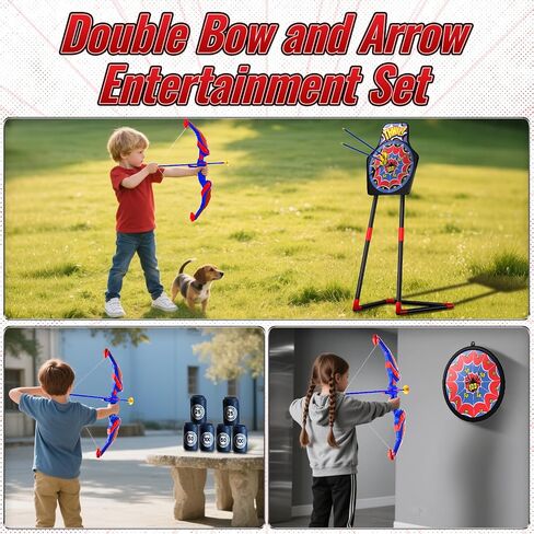 مجموعة القوس والسهم للأطفال ، LED Light Up Kids Archery مجموعة مع جاذبية وهدف ويب ، 10 أسهم كأس الشفط و 3 علب مستهدفة أخرى ، ألعاب هدايا عيد ميلاد لـ 3 4 5 6 7 in Kuwait