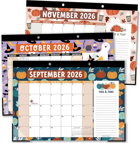 Hadley Designs Large Desk Calendar 2026-2027 - Monthly Teacher Desk Calendars 2026-2027 Desktop Calendar 2026, 18 Month 2026 Desktop Calendars, Composition Notebook Classroom Decor Teacher Must Haves in Saudi Arabia
