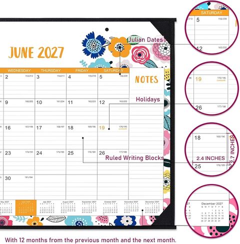 2026 Desk Calendar - Large Desk Calendar 2026, Jan. 2026 - Dec. 2026, 22" x 17", 2026 Calendar 12 Month with Corner Protectors, Desk Pad, To-Do List & Notes, Desk/Wall Calendar for Organizing - Colorful Floral in Kuwait