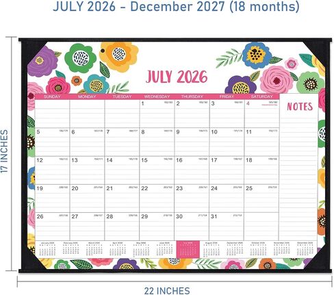 2026 Desk Calendar - Large Desk Calendar 2026, Jan. 2026 - Dec. 2026, 22" x 17", 2026 Calendar 12 Month with Corner Protectors, Desk Pad, To-Do List & Notes, Desk/Wall Calendar for Organizing - Colorful Floral in Kuwait