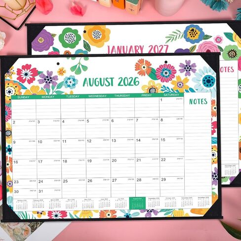 2026 Desk Calendar - Large Desk Calendar 2026, Jan. 2026 - Dec. 2026, 22" x 17", 2026 Calendar 12 Month with Corner Protectors, Desk Pad, To-Do List & Notes, Desk/Wall Calendar for Organizing - Colorful Floral in Kuwait