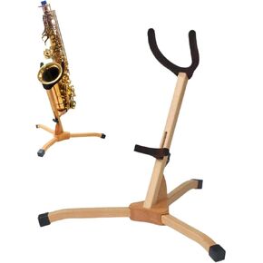 Wooden Alto/Tenor Saxophone Stand,Folding Adjustable Saxophone Stand Display,with Non-Slip Feet and Padded Holder,Lightweight and Compact in Kuwait