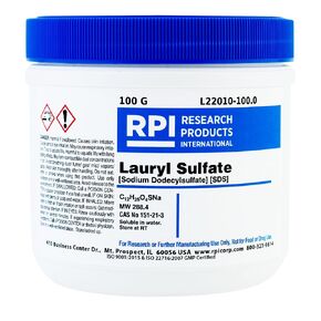RPI SDS [دوديسيل سلفات الصوديوم] [كبريتات لوريل]، مسحوق، 100 جرام، منظف أيوني لتغيير طبيعة البروتينات in Kuwait