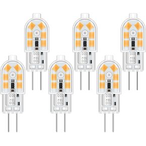6-حزمة G4 LED لمبة إضاءة 12 فولت، عرض 0.47 بوصة، 2 واط ثنائي الدبوس (0.16 بوصة) لمبات LED قاعدة تعادل 20 وات 3000 كلفن ضوء أبيض دافئ، 200 لومن غير قابل للتعتيم، لمبة هالوجين T3 بديلة لمصباح ثريا المناظر الطبيعية in Kuwait
