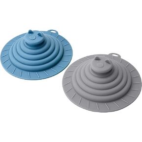 2 Pack Drain Stopper for Sink, Tub & Shower, Universal Silicone Drain Stopper, Odor Blocking Drain Plug, Easy Lift Drain Cover, Mini Plunger, Cute Cat Design, Blue & Grey in Saudi Arabia