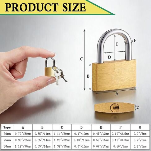 Mini Padlock with Keys 2 pcs, Small Size Brass Lock for Luggage, Gym Locker, Backpack, Drawer, Cabinet, Toolbox, Travel & Home Security(20-25mm) in Kuwait