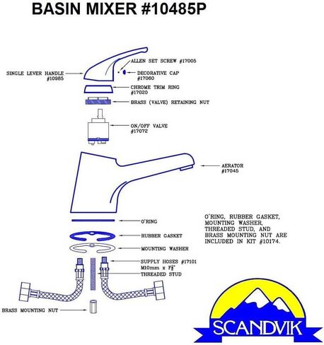 Scandvik 10485P Single Lever Basin Mixer, Chrome in Kuwait