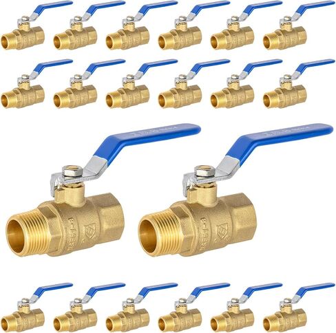 2-Pack Foskan 3/4 بوصة FIP x MIP صمام كروي خيطي بمقبض أزرق، موصل صمام التحكم بإغلاق المنفذ الكامل من النحاس للمياه والزيت والغاز in Kuwait