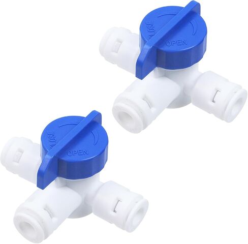 Coshar 2Pcs 3 Way Ball Valve 1/4 inch O.D. Tube Water Line Quick Connector Ball Valve for RO Systems, Purifiers, Filters in Kuwait