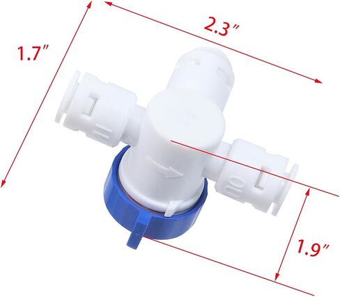 Coshar 2Pcs 3 Way Ball Valve 1/4 inch O.D. Tube Water Line Quick Connector Ball Valve for RO Systems, Purifiers, Filters in Kuwait