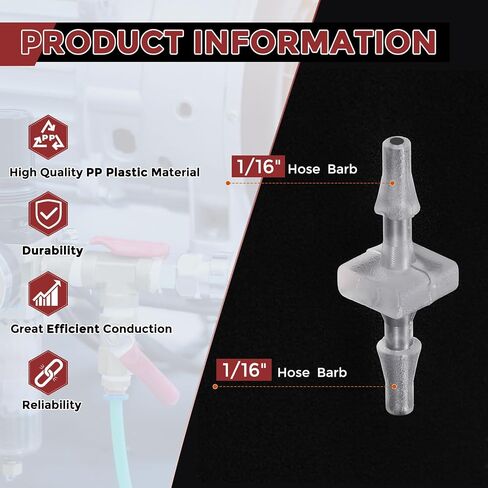 Pack of 5 Plastic Hose Barb Fittings 1/16" Hose Barb to 1/16" Fittings in Kuwait