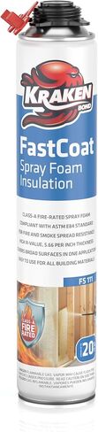 طقم عزل رغوي للرذاذ مقاوم للحريق من Kraken Bond Fastcoat - (48 × 27.1 أونصة.) (قيمة R 11.32 / 2 بوصة) رغوة توسيع الخلايا المغلقة - عزل حراري وصوتي، متضمن مسدس ومنظف، 960 قدمًا 48 حزمة in Kuwait