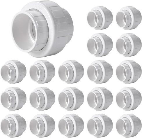 20 حزمة 3/4 بوصة PVC Union Coupling Pipe Fitting (مقبس x مقبس) 3/4 بوصة PVC Slip Union Coupling محول جدول 40، محول EPDM O-Ring in Kuwait