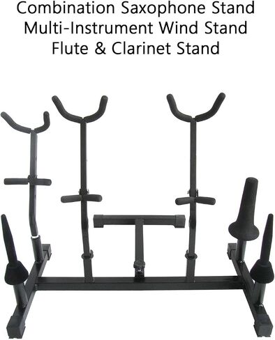 Combination Saxophone Stand,Portable Multi-Instrument Wind Stand,with Detachable FluteClarinet Holders,for Eb Alto/Bb Tenor Sax in Kuwait