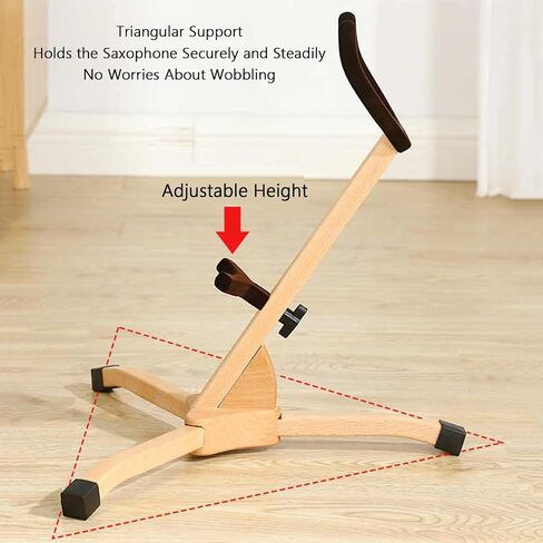 Alto/Tenor Saxophone Stand,Portable Wood Folding Saxophone Stand,Adjustable Hight 15-20cm,with Non-Slip Feet and Padded Holder in Kuwait