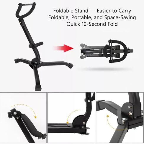 Alto Tenor Saxophone Stand,Foldable Portable Adjustable Saxophone Tripod Stand,with Non-Slip Feet and Padded Holder,for Live Performance Travel in Kuwait