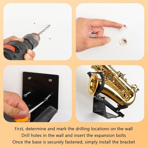 Wall-Mounted Alto/Tenor Saxophone Stand,Angle-Adjustable Saxophone Stand Holder Rack,with Padded Holder,Lightweight and Compact in Kuwait
