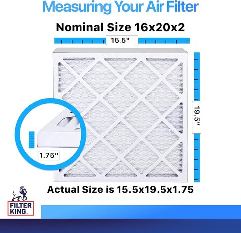Filter King 16x20x2 Air Filter (MERV 8) (4-Pack) Dust & Allergy Control AC Furnace Filters, MADE IN USA, HVAC, Pleated, Electrostatic (Actual Size: 15.5 x 19.5 x 1.75) in Saudi Arabia