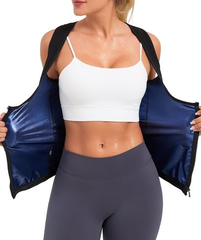 Dulchany Sauna Sweat Suit for Women Waist Trainer Vest Workout Compression Tank Top Shaper with Zipper in Saudi Arabia