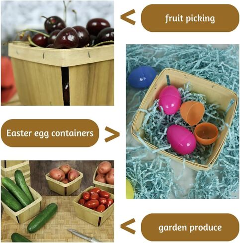 Pint Berry Baskets – Small Wooden Fruit and Vegetable Baskets – Perfect for Farmer’s Markets, Harvesting, Gifting, and Décor (12) in Saudi Arabia