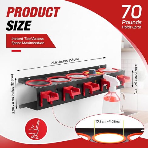 Marsui 4 Pack Spray Bottle Holder Wall Mount Detailing Bottle Organizer Spray Bottles Storage Rack with 20 Holes and 20 Plastic Hooks for Tidying Your Cleaning and Detailing Tools in Saudi Arabia