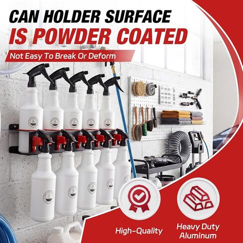 Marsui 4 Pack Spray Bottle Holder Wall Mount Detailing Bottle Organizer Spray Bottles Storage Rack with 20 Holes and 20 Plastic Hooks for Tidying Your Cleaning and Detailing Tools in Saudi Arabia