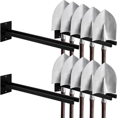 Zonon 4 Pcs Extra Long Tool Rack for Shovels Spades Rakes Brooms Shovel Holder for Truck and Shovel Rack Heavy Duty Powder Coated Steel Wall Mount Storage Organizer Garage and Shed (Black) in Kuwait