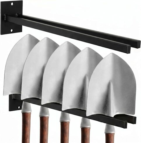 Zonon 4 Pcs Extra Long Tool Rack for Shovels Spades Rakes Brooms Shovel Holder for Truck and Shovel Rack Heavy Duty Powder Coated Steel Wall Mount Storage Organizer Garage and Shed (Black) in Kuwait