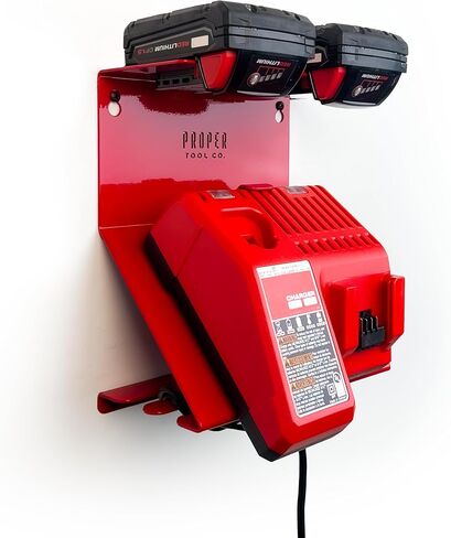 Single Charger Wall Mount | Compatible with Milwaukee M18 Charger | Steel | Made in USA in Saudi Arabia