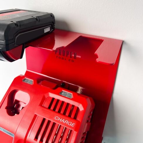 Single Charger Wall Mount | Compatible with Milwaukee M18 Charger | Steel | Made in USA in Saudi Arabia