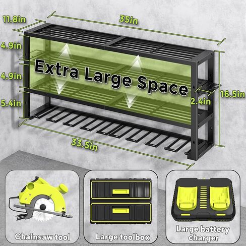 Large Power Tool Organizer Wall Mount,4 Layers 8 Drill Holder Heavy Duty Metal Cordless Tool Storage Loads 420lbs with Screwdriver Holder,Utility Racks for Garage, Workshop, Pegboard, Shed - 32 Inch in Saudi Arabia