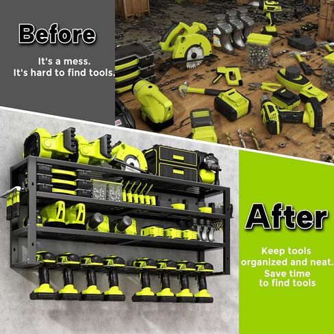 Large Power Tool Organizer Wall Mount,4 Layers 8 Drill Holder Heavy Duty Metal Cordless Tool Storage Loads 420lbs with Screwdriver Holder,Utility Racks for Garage, Workshop, Pegboard, Shed - 32 Inch in Saudi Arabia