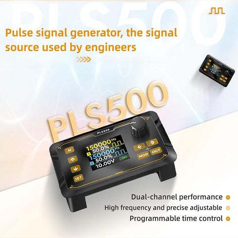 Dual Channel PWM Signal Generator 1Hz-500kHz 0-100% Duty Cycle 1.8in Color Screen with Encoder Control Phase Shift 0-359 for Industrial Servo Tester Pulse Signal in Saudi Arabia