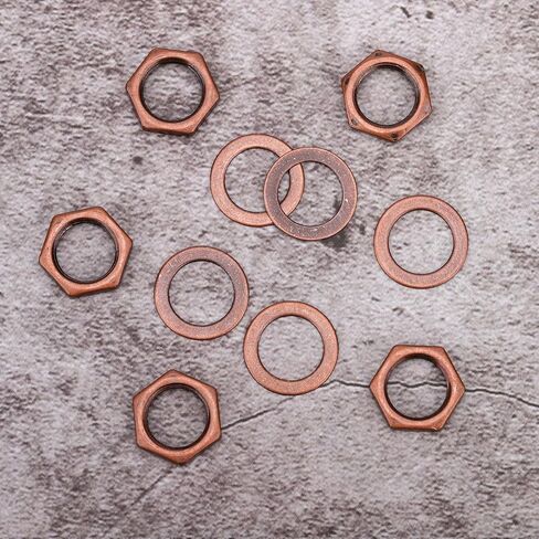 5 Set of Guitar Jack Nut and Washer, Alloy Thread 3/8" Input Output Jack Nut and Washers Replacement Parts for Electric Guitar Bass All Types Sockets(Red Bronze Color) in Kuwait