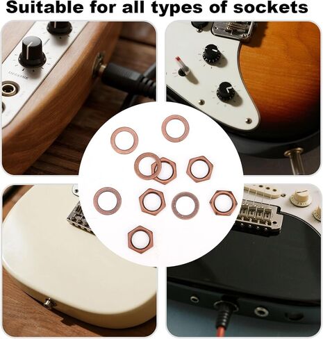 5 Set of Guitar Jack Nut and Washer, Alloy Thread 3/8" Input Output Jack Nut and Washers Replacement Parts for Electric Guitar Bass All Types Sockets(Red Bronze Color) in Kuwait