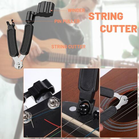 Acoustic Guitar Kit, Guitar Accessories Kit Including Acoustic Strings, Picks, Bridge Pins, Bridge Saddle Nut and 3-In-1 Restring Tool Winder Cutter And Pin Puller in Kuwait