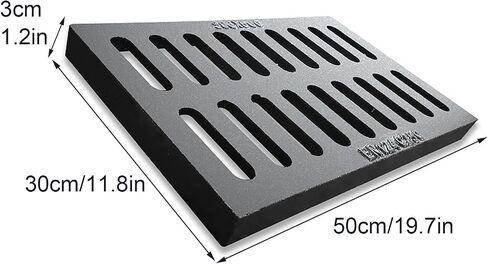 Heavy-Duty Cast Iron Drain Grate - Durable Black Square Outdoor Drain Cover for Garage, B Class Sewer Grate, 50x30x3cm, Weather-Resistant Drainage Solution in Saudi Arabia