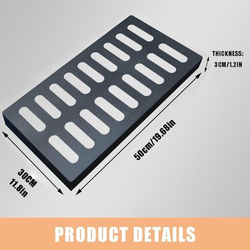 Heavy Duty Cast Iron Trench Drain Cover Grate 8" 10" 12" for Sewer & Water Drainage System (50x30cm / 19.6x11.8in) - Durable Blocka Solution in Kuwait