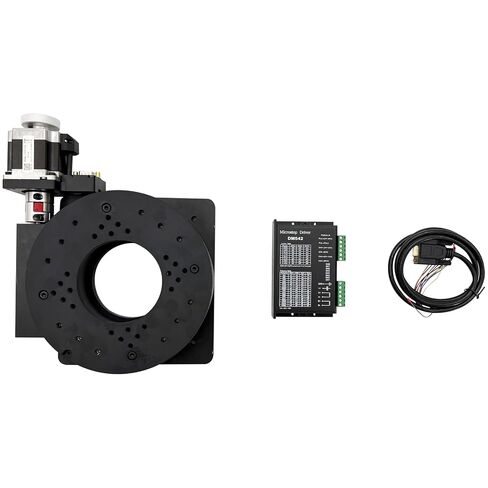 DC24V 180:1 Worm Gear Motorized Precision Rotary Stage 200mm Aluminum 55KG Load | 360° Continuous Rotation, 0.005° Repeatability, DM542 2-Phase Stepper Driver For Laser CNC Marking Engraving Machines in Kuwait