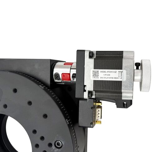 DC24V 180:1 Worm Gear Motorized Precision Rotary Stage 200mm Aluminum 55KG Load | 360° Continuous Rotation, 0.005° Repeatability, DM542 2-Phase Stepper Driver For Laser CNC Marking Engraving Machines in Kuwait