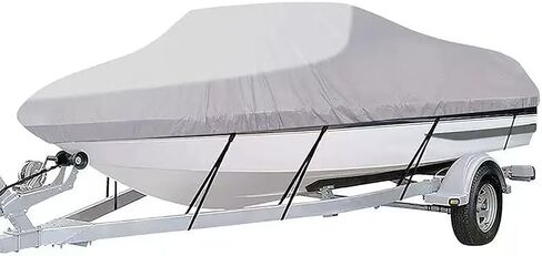 غطاء قارب قابل للقطر لـ Glastron SX 175 2002-2007، مصنوع من قماش أكسفورد، مقاوم للتآكل والخدش يناسب V-Hull Fish & Ski، Runabout Bowrider Boats، رمادي in Kuwait