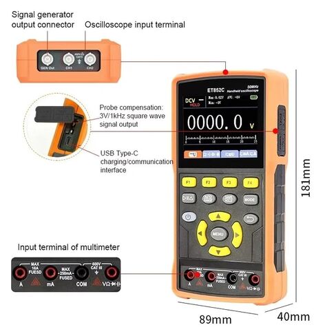 2CH يده ملتقط الذبذبات الرقمي المتعدد إشارة مولد 3in1 السيارات راسم الذبذبات 50MHz عرض النطاق الترددي 25000 التهم in Kuwait