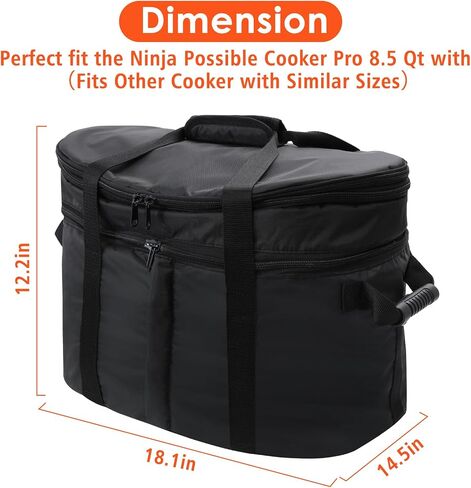 Carry Bag for Ninja Crock Pot Slow Cooker, Portable Travel Carrier Case for Foodi Possiblecooker Pro 8.5 Qt Multi-Cooker MC1000, MC1001, Slow Cooker Bag, for Ninja 8.5 to 10 Quart Crock Pot in Kuwait