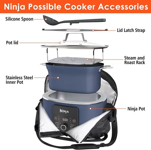 Carry Bag for Ninja Crock Pot Slow Cooker, Portable Travel Carrier Case for Foodi Possiblecooker Pro 8.5 Qt Multi-Cooker MC1000, MC1001, Slow Cooker Bag, for Ninja 8.5 to 10 Quart Crock Pot in Kuwait