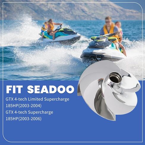 Jet Ski Impeller Fit Seadoo SR-CD-12/20 GTX 4-tech Limited Supercharge 185HP GTX 4-tech Supercharge 185HP 4-Blade Polished 155.5MM Diameter in Kuwait