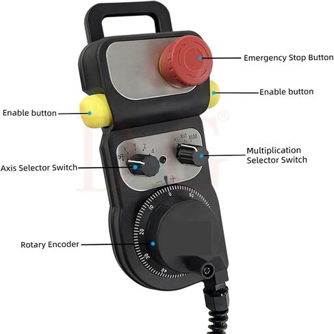 1psc HT115 HT121 HT11D MPG عقارب جهاز التحكم في مولد النبض اليدوي مع زر إيقاف EMG وتمكين (6 محاور، Basic_Point-to-Point_HT115) in Kuwait