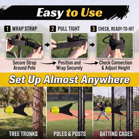 Jenaai Softball Batting Swing Trainer Ball Hitting Trainer Batting Practice Equipment Adjustable Height Ball Hitting Accessories for Home Outdoor Training, Improve Swing Skills in Kuwait
