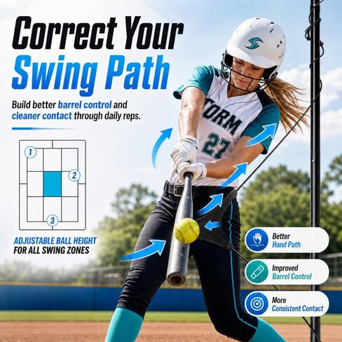 Jenaai Softball Batting Swing Trainer Ball Hitting Trainer Batting Practice Equipment Adjustable Height Ball Hitting Accessories for Home Outdoor Training, Improve Swing Skills in Kuwait